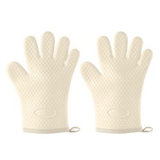 ANYONE PICK 隔熱矽膠防滑烤箱手套 雙手組, 1套, 象牙白