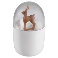 桌上收納防塵棉花牙籤筒, 1個, 馴鹿 白色 + 透明色 + 棕色