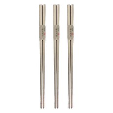 Kiyodo 銘匠別作 不鏽鋼筷, 3雙筷子, 銀色, 3雙