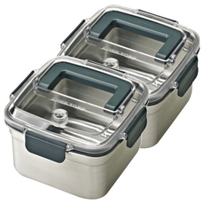 Glasslock 格拉氏洛克 CHEF TOPF 手提型不銹鋼保鮮盒 2130ml, 容器 + 蓋子, 1組