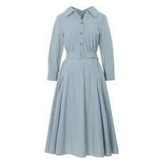 SOUP 女款附腰帶開襟領連身裙 SA4OP33, 43 藍色