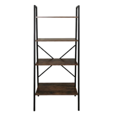 AOTTO 創意傢俱 日式簡約四層鐵木收納架 AS-999BK, 胡桃木色, 1個