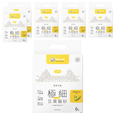 NiceU 極細1.5mm酵素消臭豆腐貓砂, 6L, 6袋, 原味