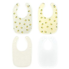 檸檬4件組兔圍兜, 1組, 4個, 檸檬(米色 + 黃色) + 素色(米色 + 象牙白)