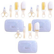 KU.KU Duckbill 酷咕鴨 嬰兒髮梳剪刀組, 4件組包含軟毛髮刷、梳子、安全剪刀、鼻夾, 黃色, 3組