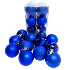 MODACore 摩達客 聖誕樹球飾掛飾 霧亮混款電鍍球 5cm 藍色系 24個, 24件