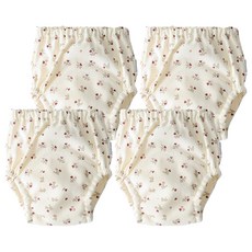 조이멀티 아동용 크림패턴 레몬 공룡 배변훈련팬티, 하트꽃, 4개