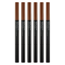 더페이스샵 브로우래스팅 프루프 아이브로우 펜슬 EX 0.2g, 02 브라운, 6개