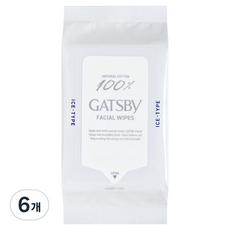 GATSBy 潔面濕紙巾 冰涼型, 6個, 42枚入