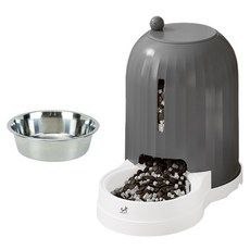 DING DONG PET 寵物半自動大容量餵食碗餵食器, 灰色, 1個