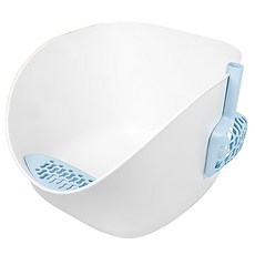 DOG CAT STAR 汪喵星球 專利小白鯨砂盆, 貓砂盆本體, 踏板, 開放式, 35cm高牆, 湖水藍, 49.5 x 41.5 x 35cm, 1個