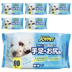 JOYPET 寵倍家 犬貓用 足/排泄部位濕紙巾, 270枚入(90枚x3包), 綠茶乾餾精華配方, 90張, 6包