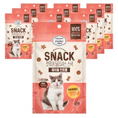 캣퓨어 고양이 딜리셔스 스낵, 10개, 60g, 헤어볼 컨트롤