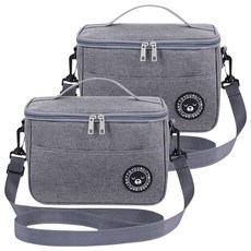 方形保溫便當袋 加厚陽離子牛津布, 小, 灰色, 2個