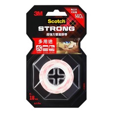 3M Scotch 超強力雙面膠帶 多用途 V1805N 18mm x 1.5m, 紅色, 1捲