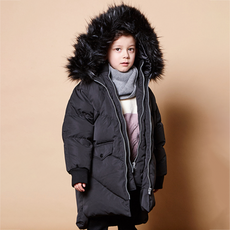 WISHKIDS 童款可拆式毛邊連帽派克大衣