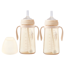 마더케이 베이직 PPSU 추 빨대컵, 300ml, 2개, 크림