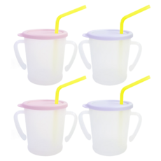 아가프라 뉴매직 빨대컵, 300ml, 4개, 핑크 + 퍼플