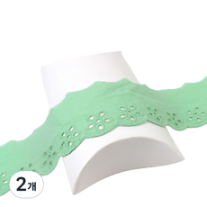 아이엔피 파인코튼 리본 면 자수 레이스 5 x 270 cm, 그린티그린, 2개