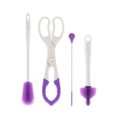 sillymann 矽膠奶瓶清潔刷具 4款組 WOS0397, 1組, Mauve