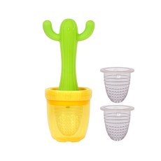 sillymann 鉑金矽膠仙人掌咬咬樂輔食器組合, 混色, 1組