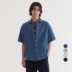 커버낫 남녀공용 C 로고 데님 면 하프 셔츠