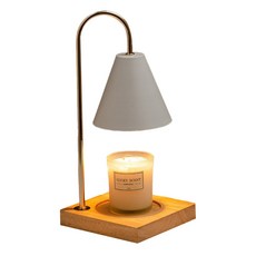 原木融蠟燈 調光款 15*15*38cm 金屬+原木, 白色