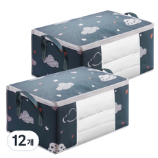 피키픽스 투명창 패브릭 이불 정리함, 네이비, 12개