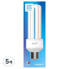 번개표 안정기 내장형 램프 20W T4 3U PAI E26, 청백색, 5개