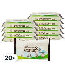 베베솜 프리미엄 순면 퓨어 아기 건티슈 휴대용, 60g, 10매, 20개