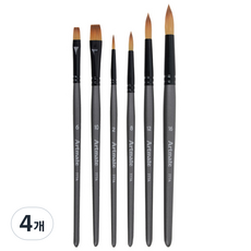 Artmate 水彩畫筆 灰色 777A 6件組, 平刷(6號, 10號), 圓刷(2號, 8號, 12號, 16號), 4個