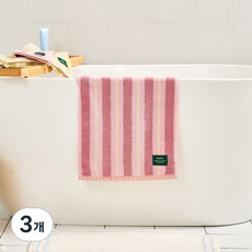 모던하우스 STF 스프링 더블스트라이프 세면타월 40 x 80 cm 190g 코마사, 핑크, 3개