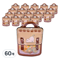 세븐집 답례 구디백 반투명 손잡이 쇼핑백 소, 브라운, 60개