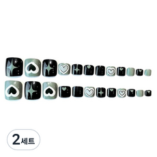 B2WIN 腳趾甲片組, 2套, 抹茶綠心形凝膠款
