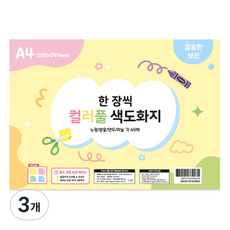 동아피엠에스 한 장씩 컬러풀 색도화지 A4, 3개