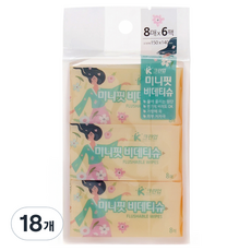 K Cleanup 迷你핏 口袋型便攜式濕廁紙, 18個, 50g, 8張