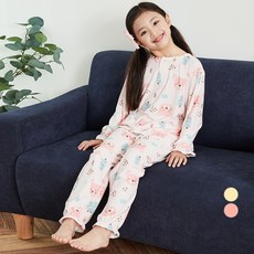 Lolly Tree 童款聚酯纖維亨利領睡衣套裝 BE