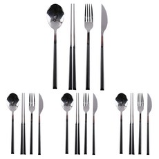 에이드엘 키에리 커트러리 4인세트, 다크그레이, 숟가락4p + 젓가락4p + 포크4p + 나이프4p, 1세트