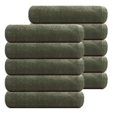 松月毛巾 眞美容32 美容毛巾 66g 20支棉紗, 10個, 橄欖綠