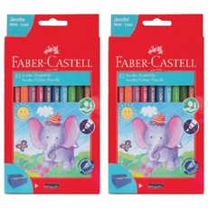 FABER-CASTELL 輝柏 Jumbo彩色鉛筆筆管+Jumbo削筆器組 111622, 12 種顏色, 2組