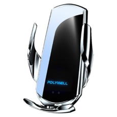 POLYWELL 寶利威爾 無線充電車用支架 15W Qi無線充電 PW15-T65-0609 12.9 x 6.4 x 1.5cm 128g, 銀色, FPX3000