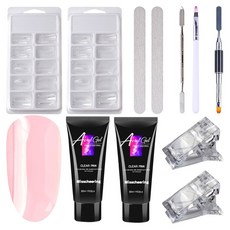 Esteotzen Polygel Set Nail 人造指甲延長材料，透明粉紅色, 5種指甲延長套裝, 2組