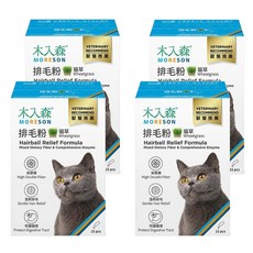 MORESON 木入森 貓咪排毛粉 含多種專利纖維和酵素 支持寵物的消化健康, 15包, 30g, 排毛, 4盒