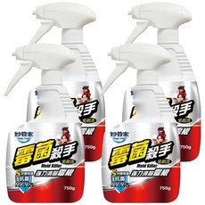 妙管家 霉菌殺手, 快速去除黴菌, 立體泡沫包覆, 5-10分鐘完成清潔, 添加獨特除霉成分, 750g, 4瓶