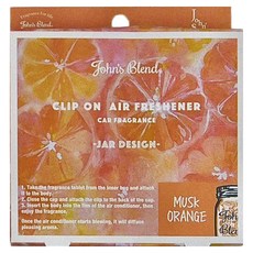 John's Blend 車用造型香氛夾 車內芳香, 1個, MUSK ORANGE
