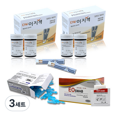 DW 이지첵 당뇨검사지 KS-0816 50매 x 2p + 채혈침100p + 알콜솜 100p, 3세트, 1세트