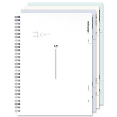 moong9 3000 Main Page 數學練習簿 2分割 抗菌筆記本, 4個, 白色 + 米色 + 薄荷綠 + 灰色