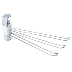 LEC 扣鎖式三桿毛巾架 扣鎖固定 創造空間收納 360度旋轉使用 適用層板厚度1.5~2.6公分, 25.5 x 3 x 10cm, 銀色, 1個