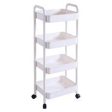 小推車置物架, 白色, 4層