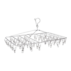 E.City 不鏽鋼防風扣長形曬衣架52夾, 銀, 61.5 x 34cm